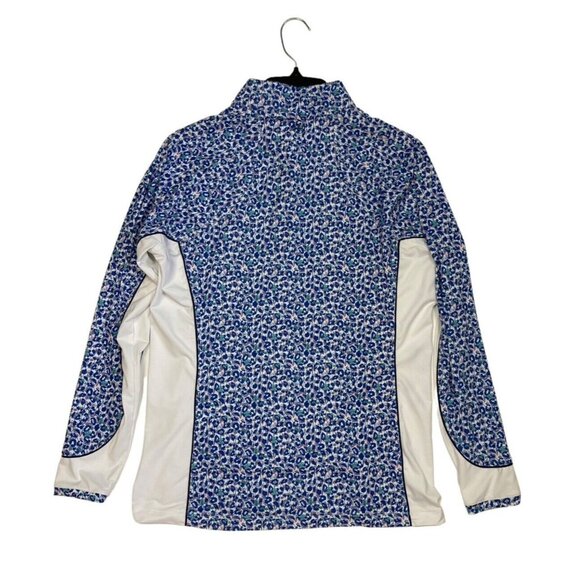 *Peter Millar Womens Sun Rashguard Swim Surf Top Size M Long Sleeve 1/4 Zip Blue - Picture 2 of 6